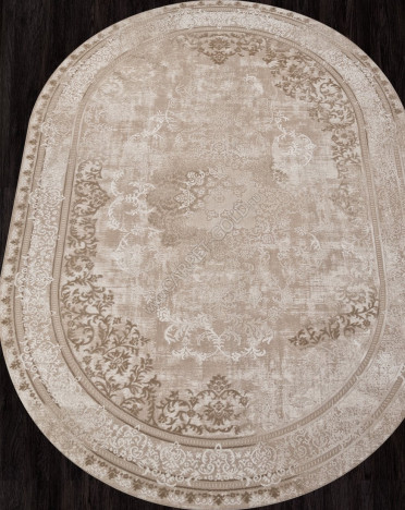 Ковер турецкий M030A SIESTA (PP Heatset Высокоплотный, бежевый) овальный